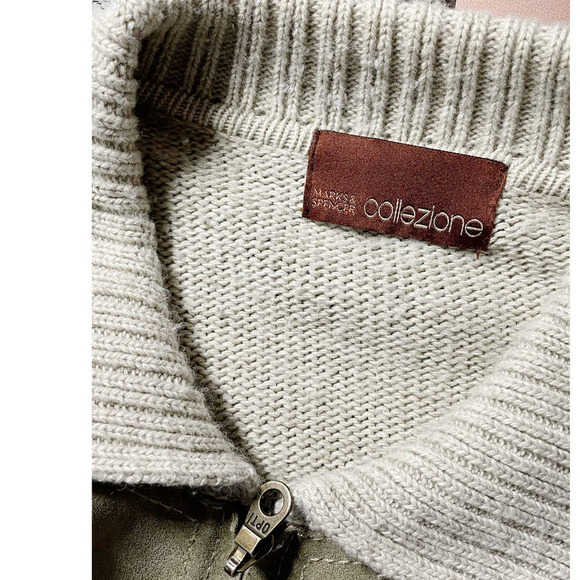 Marks & Spencer Collezione Cardigan Wool Suede Leather Cardigan Jacket XL - Picture 4 of 7